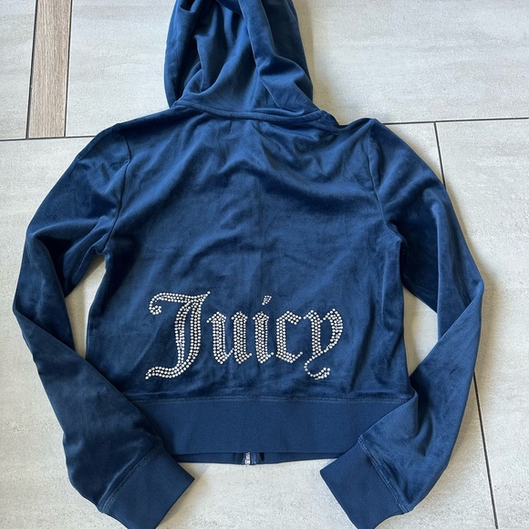 OG BIG BLING VELOUR HOODIE in MIDNIGHT SEA- BRAND NEW - Picture 2 of 3